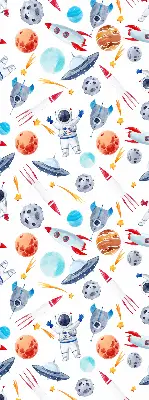 Fenster rollo Raketen, Kosmonauten, Planeten und UFOs