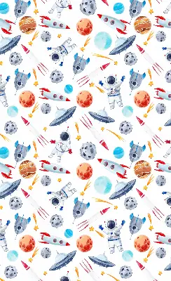 Fenster rollo Raketen, Kosmonauten, Planeten und UFOs