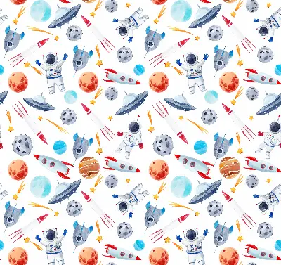Fenster rollo Raketen, Kosmonauten, Planeten und UFOs