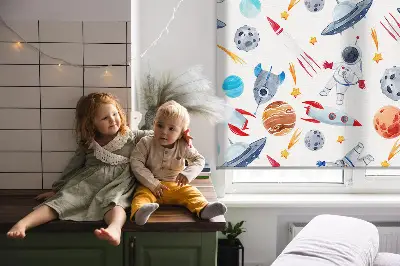 Fenster rollo Raketen, Kosmonauten, Planeten und UFOs