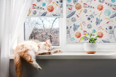 Fenster rollo Raketen, Kosmonauten, Planeten und UFOs