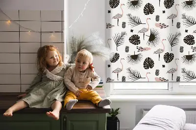 Fenster rollo Flamingos und Blätter
