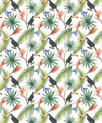 Verdunkelungsrollo Tukane auf Blumen