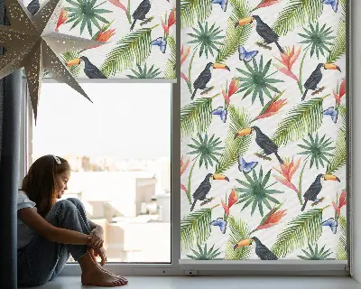 Verdunkelungsrollo Tukane auf Blumen