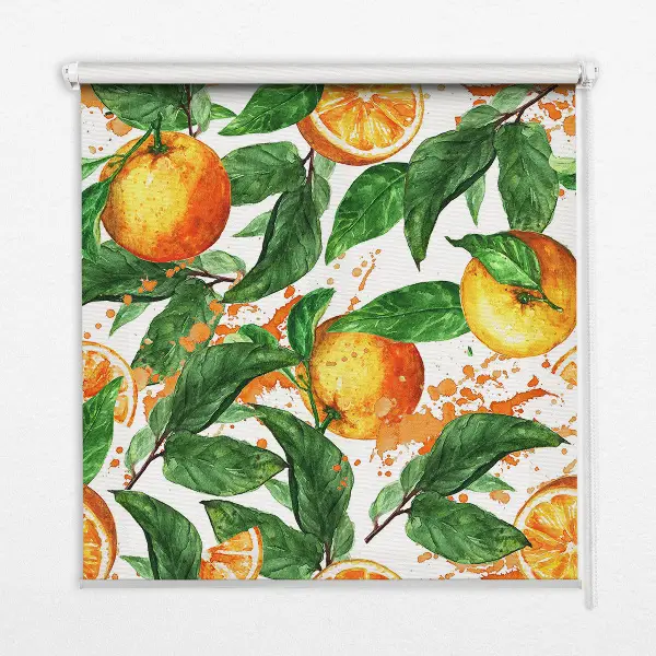 Rollo lichtundurchlässig Orangen und Blätter