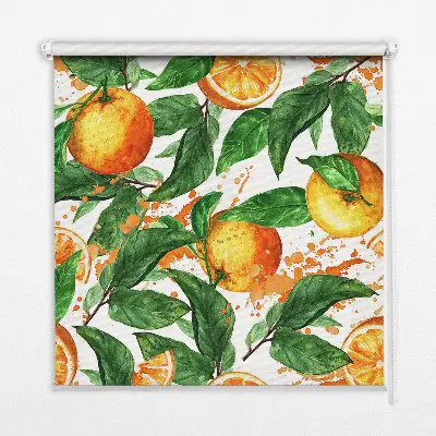 Rollo lichtundurchlässig Orangen und Blätter