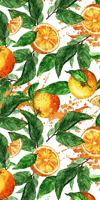 Rollo lichtundurchlässig Orangen und Blätter