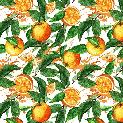 Rollo lichtundurchlässig Orangen und Blätter