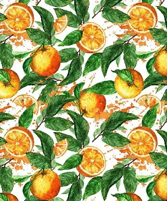 Rollo lichtundurchlässig Orangen und Blätter