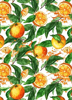 Rollo lichtundurchlässig Orangen und Blätter