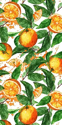 Rollo lichtundurchlässig Orangen und Blätter