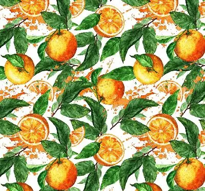 Rollo lichtundurchlässig Orangen und Blätter