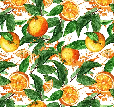Rollo lichtundurchlässig Orangen und Blätter
