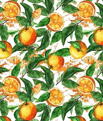 Rollo lichtundurchlässig Orangen und Blätter