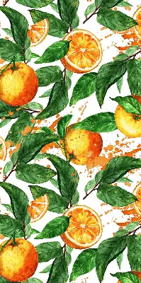 Rollo lichtundurchlässig Orangen und Blätter