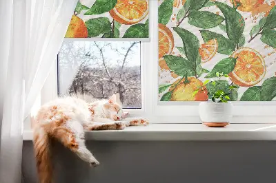 Rollo lichtundurchlässig Orangen und Blätter