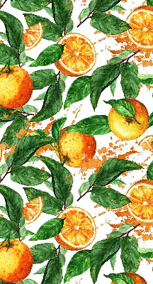 Rollo lichtundurchlässig Orangen und Blätter