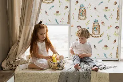 Fenster rollo Teddybären und Pflanzen