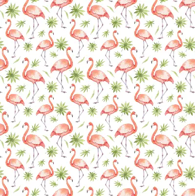 Rollo lichtundurchlässig Flamingo und Blätter