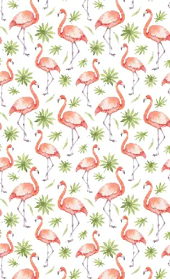 Rollo lichtundurchlässig Flamingo und Blätter