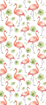 Rollo lichtundurchlässig Flamingo und Blätter