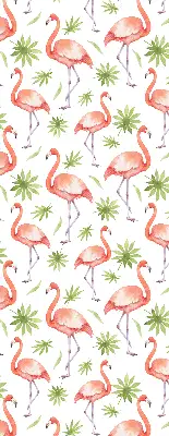Rollo lichtundurchlässig Flamingo und Blätter