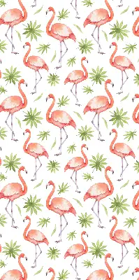 Rollo lichtundurchlässig Flamingo und Blätter