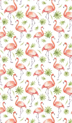 Rollo lichtundurchlässig Flamingo und Blätter