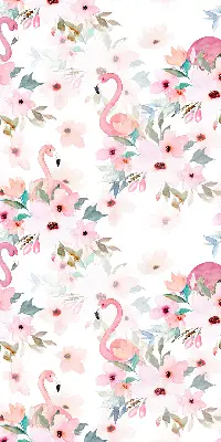 Verdunkelungsrollo Flamingos zwischen den Blumen