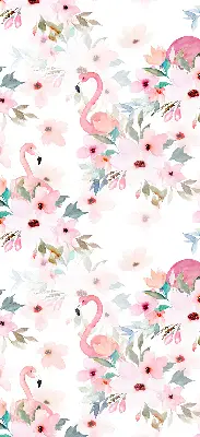 Verdunkelungsrollo Flamingos zwischen den Blumen