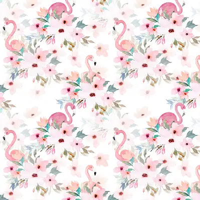 Verdunkelungsrollo Flamingos zwischen den Blumen