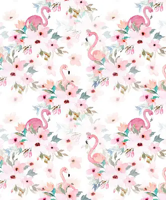 Verdunkelungsrollo Flamingos zwischen den Blumen