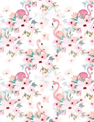 Verdunkelungsrollo Flamingos zwischen den Blumen