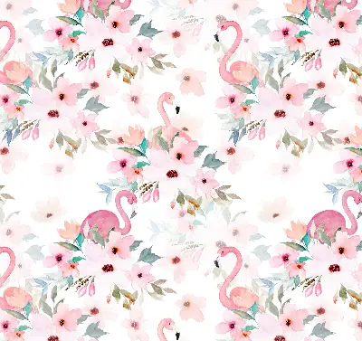 Verdunkelungsrollo Flamingos zwischen den Blumen