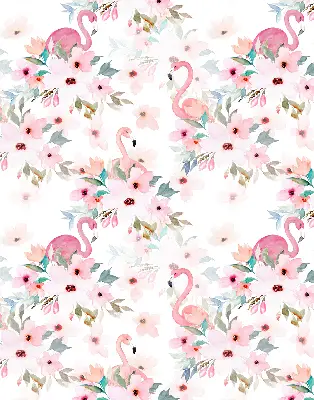 Verdunkelungsrollo Flamingos zwischen den Blumen