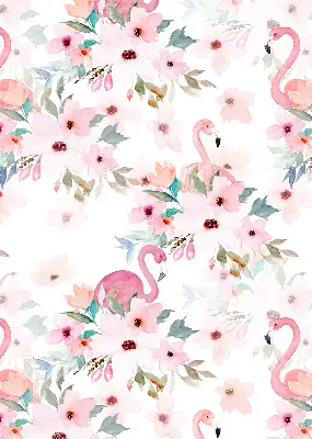 Verdunkelungsrollo Flamingos zwischen den Blumen