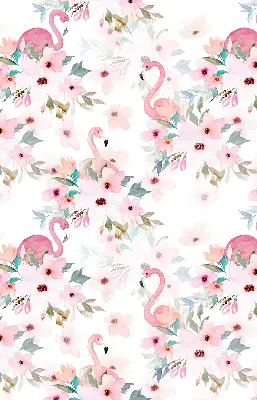Verdunkelungsrollo Flamingos zwischen den Blumen