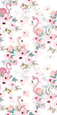Verdunkelungsrollo Flamingos zwischen den Blumen