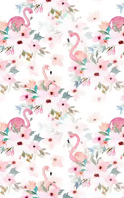 Verdunkelungsrollo Flamingos zwischen den Blumen