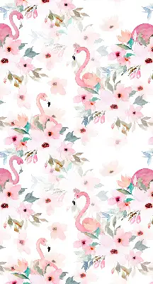 Verdunkelungsrollo Flamingos zwischen den Blumen