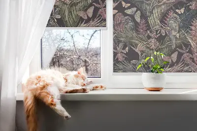Fenster rollo Exotische Pflanzen und Vögel