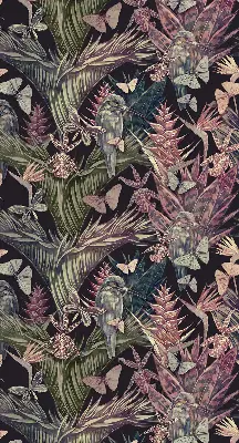 Fenster rollo Exotische Pflanzen und Vögel