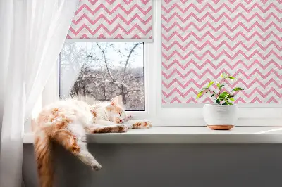 Rollo lichtundurchlässig Horizontale rosa Zickzacklinien