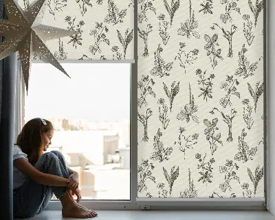 Fenster rollo Gezeichnete Blumen