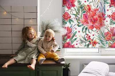 Fenster rollo Rote Blüten