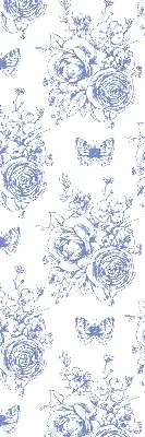 Verdunkelungsrollo Blaue Blumen und Schmetterlinge