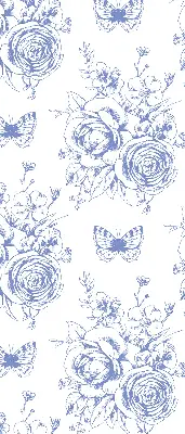 Verdunkelungsrollo Blaue Blumen und Schmetterlinge
