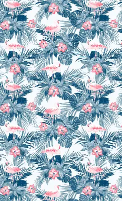 Rollo lichtundurchlässig Tropische Pflanzen und Flamingos