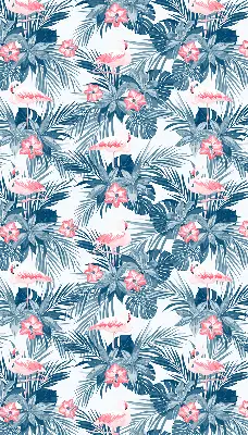Rollo lichtundurchlässig Tropische Pflanzen und Flamingos