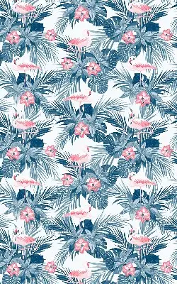 Rollo lichtundurchlässig Tropische Pflanzen und Flamingos